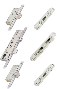 3 Point Hookbolt 35 mm with Lock Unit Centre Keep and Top/Bottom Keep Brass bolts zinc plated steel forend