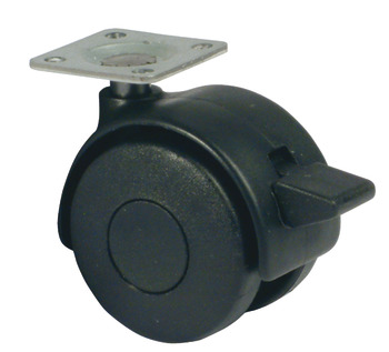 Swivel Twin Wheel Castor without Brake Ø 40-50 mm Hooded 38 mm Plate Fixing Wheel Ø 50 mm load capacity 45 kg