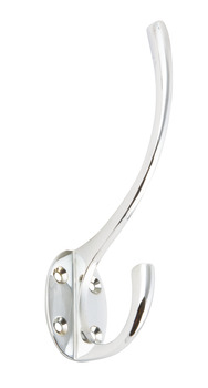 Hat and Coat Hook Brass 69 x 137 mm Hemlock Face fixing Polished chrome finish