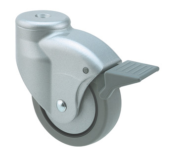 Swivel Single Wheel Castor with Brake Ø 80 mm Ø 10 mm Pin Hole Wheel Ø 80 mm load capacity 70 kg