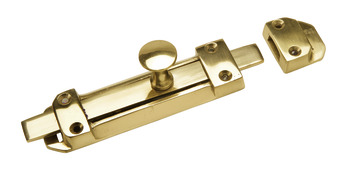 Surface Bolt Knob Slide Action Brass Face fixing Satin nickel