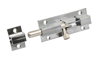 Barrel Bolt for Screw Fixing Brass Length 60 mm chrome plated - view 3