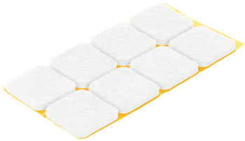 Felt Glide Square Self Adhesive L x W: 100 x 100 mm white