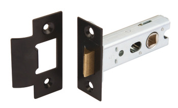 Mortice Latch Tubular Latchbolt Operated by Lever Handles Black Backset 57.5 mm case size 79 mm