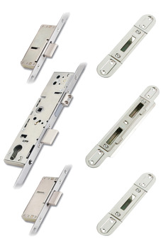 3 Point Deadbolt 35 mm with Lock Unit Centre Keep and Top/Bottom Keep Brass bolts zinc plated steel forend