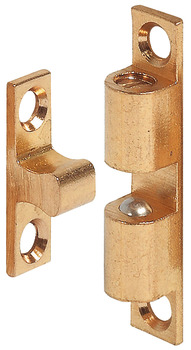 Twin Ball Catch for Screw Fixing Height: 43 mm bright brass