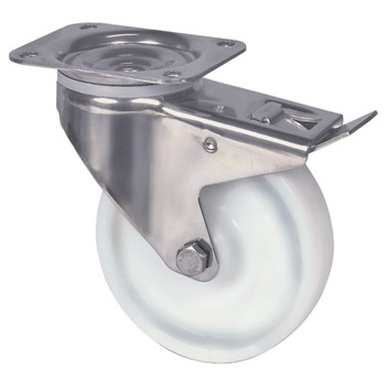 Swivel Single Wheel Castor with Brake Ø 100 mm Plate Fixing Wheel Ø 100 mm load capacity 200kg