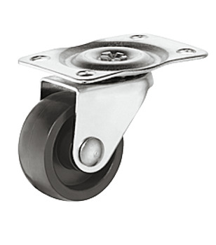 Single Wheel Castor without Brake Ø 15-45 mm Plate Fixing Screw-on plate Wheel Ø 30 mm load capacity 15 kg swivel castor