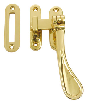 Casement Fastener with Mortice and Hook Plates Reversible Brass Polished