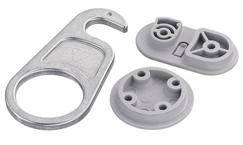 Table Connector for Screw Fixing Beneath Table Top Zinc Alloy and Plastic Grey and bright Load capacity 50 kg