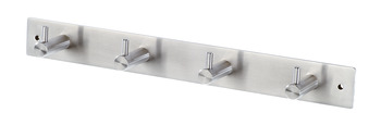 Coat Hook Rail with 4 Hooks Stainless Steel 42 x 36 mm Face fixing Brushed stainless steel finish