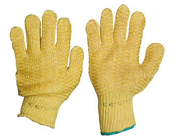 Gloves Criss Cross Knit Wrist One size fits all Yellow nylon/cotton