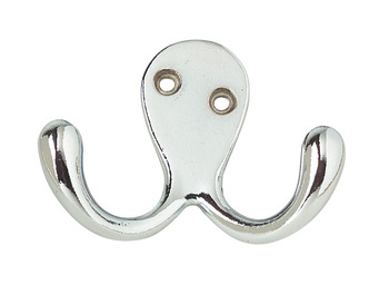 Coat Hook Double Zinc Alloy 25 x 56 mm Polished chrome finish