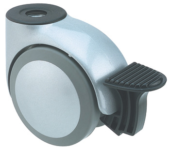 Swivel Twin Wheel Castor with Brake Ø 75 mm Hooded Ø 10-11 mm Pin Hole Load capacity 100 kg