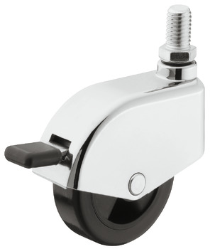 Enclosed Wheel Swivel Castor Ø 50 mm Load Capacity 50 kg Threaded bolt M10 With brake M10 thread fixing