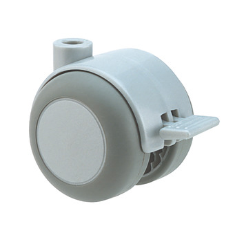 Swivel Twin Wheel Castor with Brake Ø 50 mm Hooded Ø 8 mm Pin Hole Wheel Ø 50 mm load capacity 40 kg