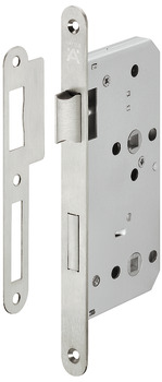Bathroom Lock Mortice 78 mm Locking Centres Stainless Steel Startec For fire resistant/smoke control doors Backset 55 mm case size 84 mm radius forend satin stainless steel