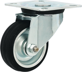Single Wheel Castor Ø 80-160 mm Plate Fixing with screw-on plate Wheel Ø 100 mm load capacity 70 kg swivel castor without brake