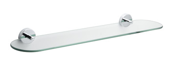 Glass Shelf Height 53 mm x Width 590 mm x Depth 135 mm Romsey Chrome plated finish
