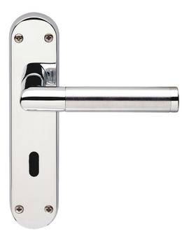 Lever Handles Mitred on Backplates for Lever Lock Standard Keyway Brass Polished/satin chrome