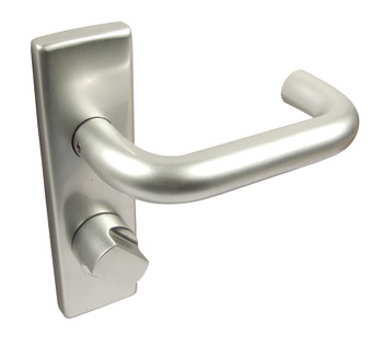 Lever Handles on Backplates for Bathroom Lock Ø 20 mm Aluminium With WC release and inside turn Satin anodised