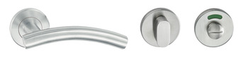 Lever Handle Set 304 Stainless Steel HL03 Häfele Pair of lever handles and roses With WC release and inside turn polished