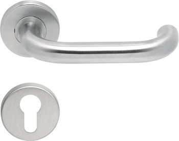 Lever Handles Shaped on Round Roses 304 Stainless Steel Chase Startec Pair of lever handles and roses Satin