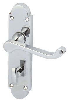 Lever Handles on Backplates for Bathroom Lock 167 mm Zinc Alloy Designed for interior doors Polished chrome