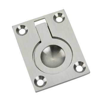 Ring Pull Handle Flush 50 x 38 x 11 mm Brass Polished