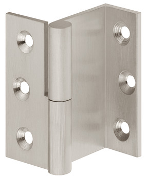 Cranked Hinge for Butting Overlay Doors Brass Crank L1 Left hand matt nickel plated