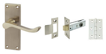 Lever Handles Scroll Latch Pack Zinc Alloy Satin Nickel Consisting of handle latch and hinges Handle: Satin nickel