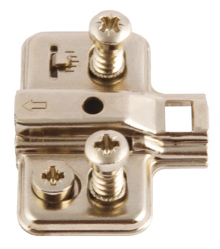 Mounting Plate for Häfele Click On Concealed Hinges Two Part Plate With height adjustment indicator Height 0 mm Pre-mounted euro screw fixing