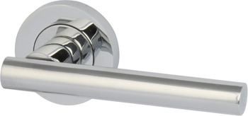 Lever Handles on Round Roses Zinc Alloy Varthen Designed for interior doors Satin nickel