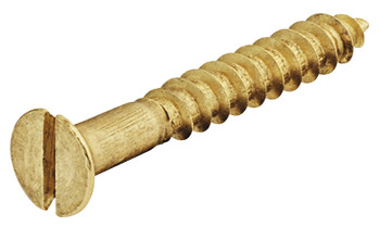 Wood Screw, Countersunk Head, DIN 97, Slot, Bright Brass, Partially Threaded, 2.5 x 16 mm