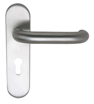 Lever Handles Ø 19 mm on Backplates 316 Stainless Steel Snowdon Pair of lever handles on backplates For profile cylinder lock satin