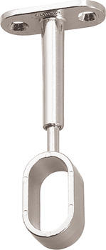 Rail Centre Support Height Adjustable for use with Oval Wardrobe Rails 15 mm Wide Zinc alloy Polished chrome finish