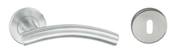Lever Handle Set 304 Stainless Steel HL03 Häfele Pair of lever handles and roses With standard keyway escutcheon satin