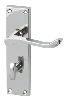 Lever Handles Scroll on Backplates for Bathroom Lock Zinc Alloy Satin nickel