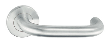 Lever Handle Set 304 Stainless Steel HL04 Häfele Pair of lever handles and roses With Euro profile cylinder escutcheon polished
