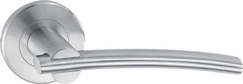 Lever Handle Set 304 Stainless Steel HL08 Häfele Pair of lever handles and roses with escutcheon/WC set With standard keyway escutcheon satin