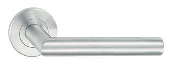 Lever Handle Set 304 Stainless Steel HL01 Häfele Pair of lever handles and roses With standard keyway escutcheon satin