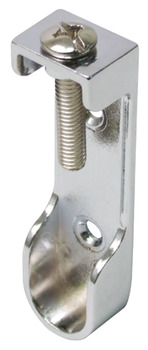 Rail End Support for use with Oval Wardrobe Rails 15 mm Wide With flat head bolt to top fix bracket Polished chrome finish