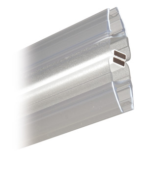 Shower Seal Angled Magnetic Seal 180° Length 2010 mm Suitable for toughened glass doors 6-8 mm thick Transparent PVC finish