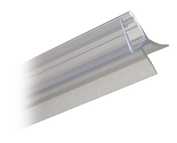 Shower Seal Bottom H-Profile with Drip Rail Lip 135° Length 2010 mm Suitable for toughened glass doors 6-8 mm thick Transparent PVC finish