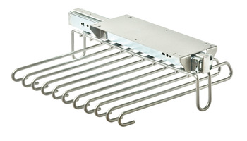 Pull Out Trouser Holder Under Mounted Off Centre Fitting Full extension ball bearing runners Silver epoxy coated steel finish
