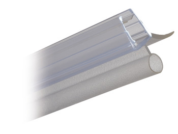 Shower Seal Bottom H-Profile with Bulb Seal Length 2010 mm Suitable for toughened glass doors 6-8 mm thick Transparent PVC finish