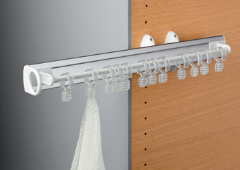 Pull Out Scarf Rack 8 Hooks Aluminium and Plastic White hooks