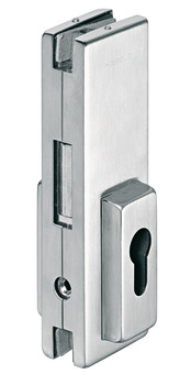 Patch Fitting Lock with Profile Cylinder Aperture Startec For left or right hand use Matt stainless steel finish