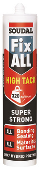 Super Strong Sealant and Adhesive SMX Hybrid Polymer Tube 290 ml Soudal Fix All High Tack Strong initial grab Black
