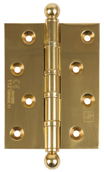 Butt Hinge Ball Finial 100 x 75 mm Brass Polished and lacquered brass
